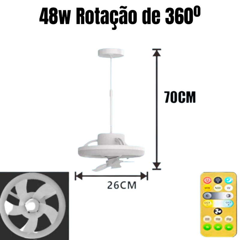 Ventilador de Teto com controle Remoto e 360 ° Rotação