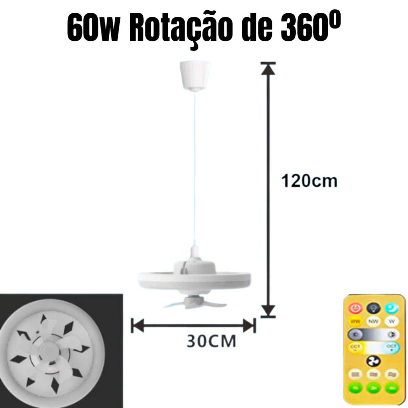 Ventilador de Teto com controle Remoto e 360 ° Rotação