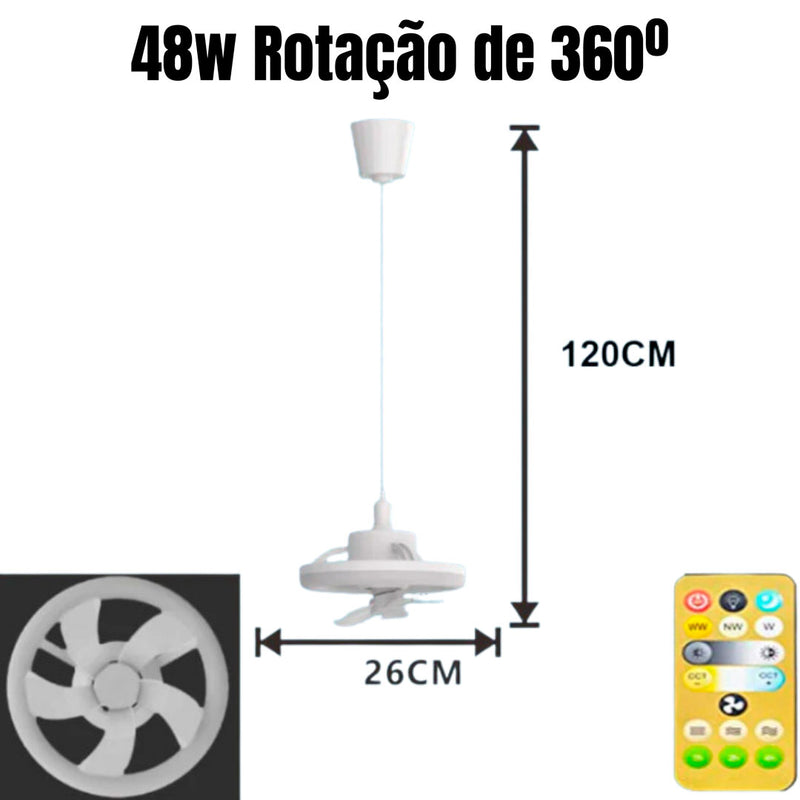 Ventilador de Teto com controle Remoto e 360 ° Rotação