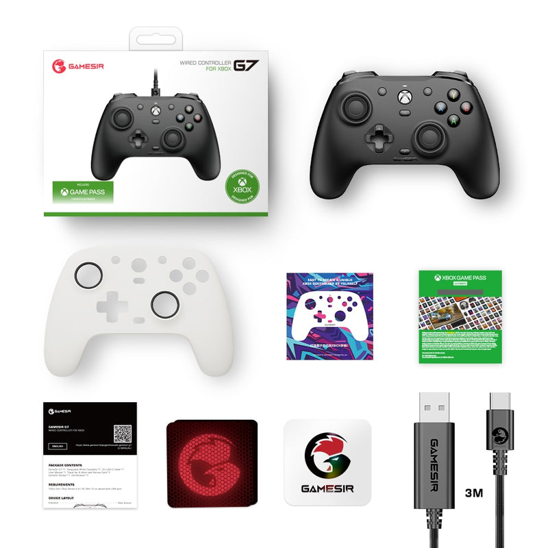 GameSir G7 SE Controle com Fio para PC, Xbox One, Xbox Series X|S, Gamepad para Jogos Plug and Play com Joysticks Hall/Gatilho Hall, Conector de Audio de 3,5 mm