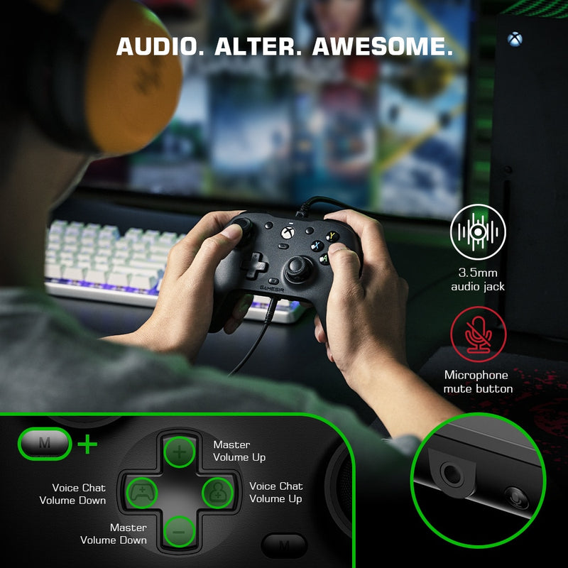 GameSir G7 SE Controle com Fio para PC, Xbox One, Xbox Series X|S, Gamepad para Jogos Plug and Play com Joysticks Hall/Gatilho Hall, Conector de Audio de 3,5 mm