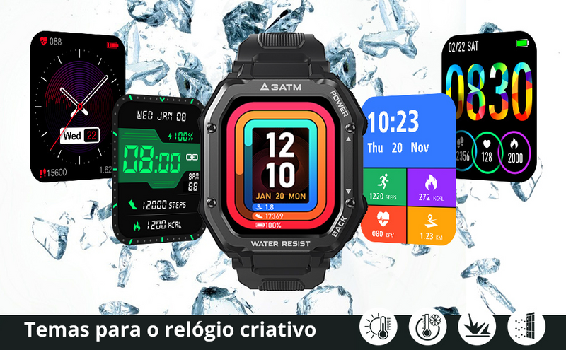 Relógio inteligente para homens -  (Esportes ao ar livre)  (à prova dwaterproof água) (Rastreador fitness) (Monitor pressão arterial)